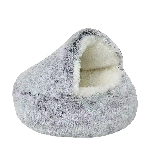 Grey Cozy Plush Pet Bed – For Cats & Small Dogs - Pawfectos