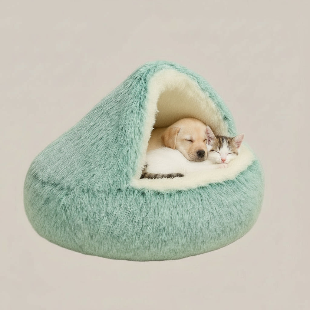 Green Plush Pet Bed – Cats & Small Dogs - Pawfectos