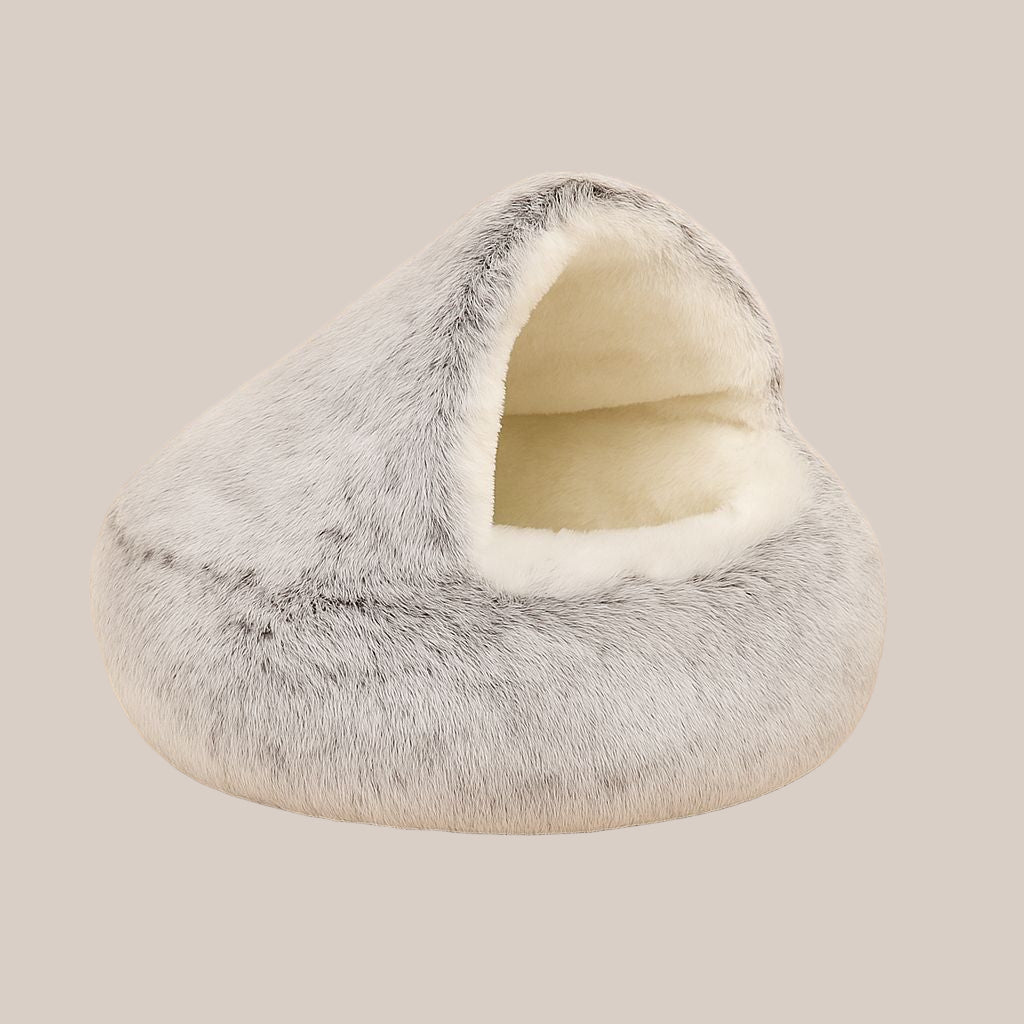 Grey Plush Pet Bed – Cats & Small Dogs - Pawfectos