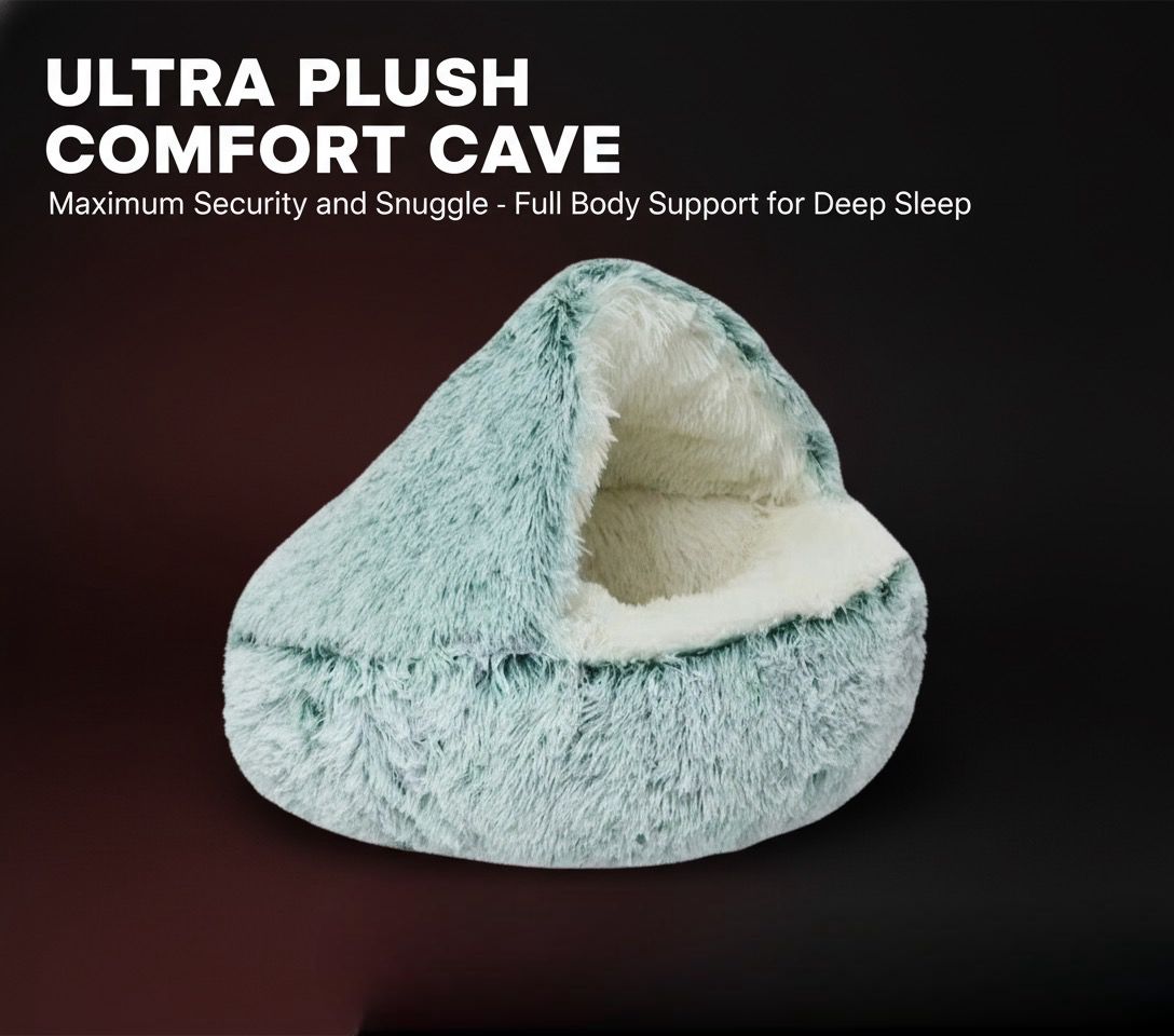 Ultra Plush Comfort Cave - Plush Pet Bed – Cats & Small Dogs - Pawfectos