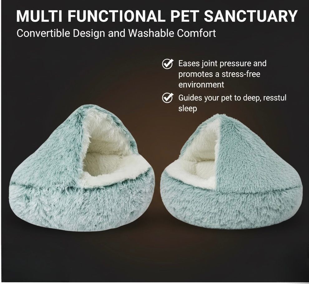Multi Functional Pet Sanctuary - Plush Pet Bed – Cats & Small Dogs - Pawfectos