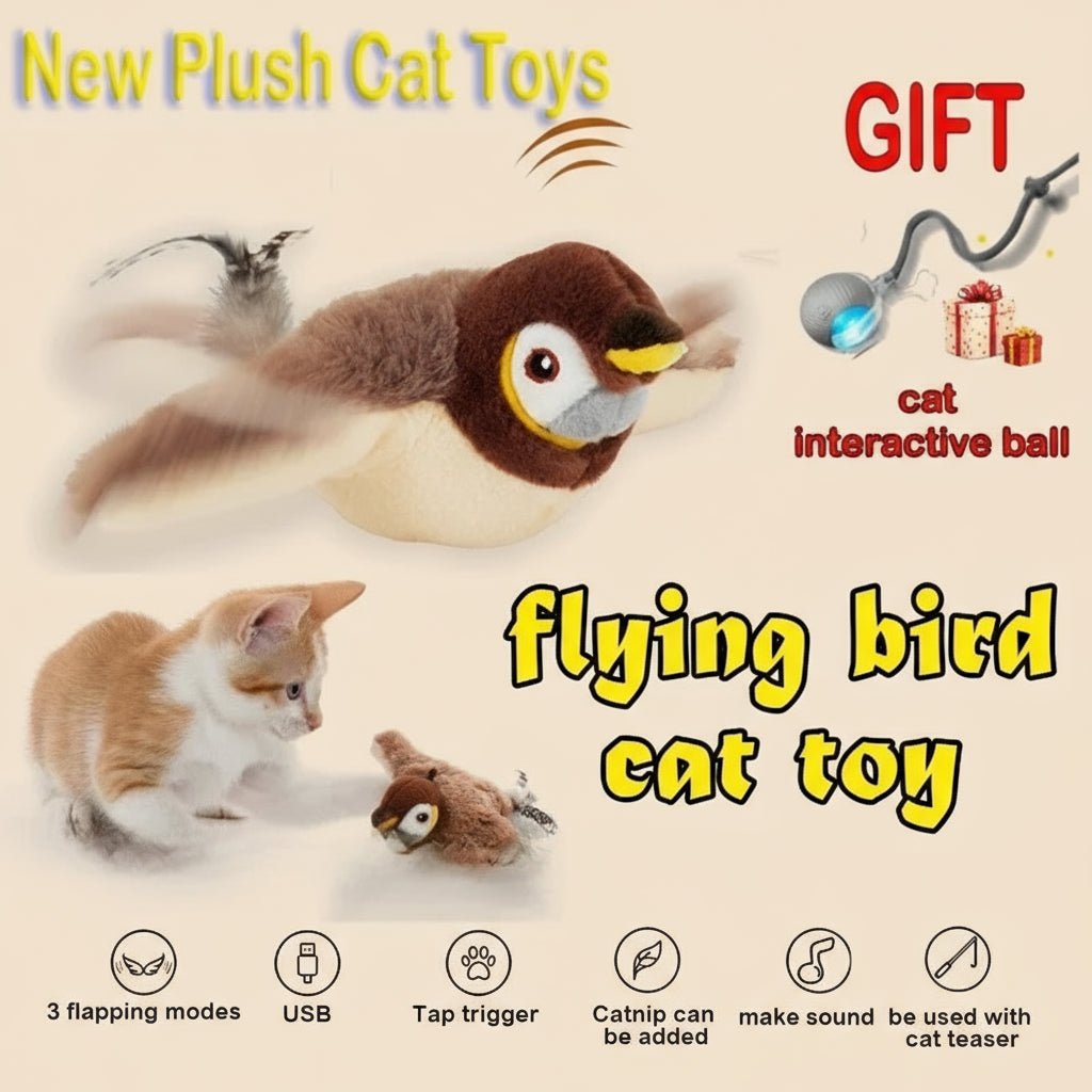 Pawfectos Flapping Bird Toy With Free Interactive Ball Gift