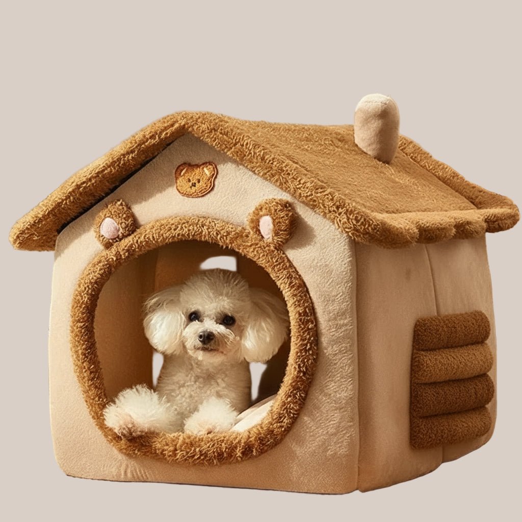 Cozy dog and cat sleeping nest